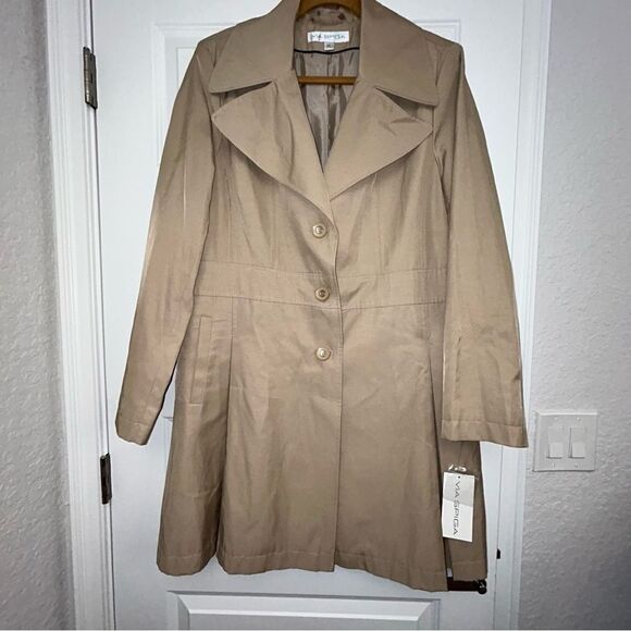 New, Via Spiga Waterproof Button Front Trench Coat - Picture 7 of 10